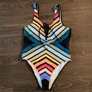 2/$50 pink rainbow one piece bathing suit,backless